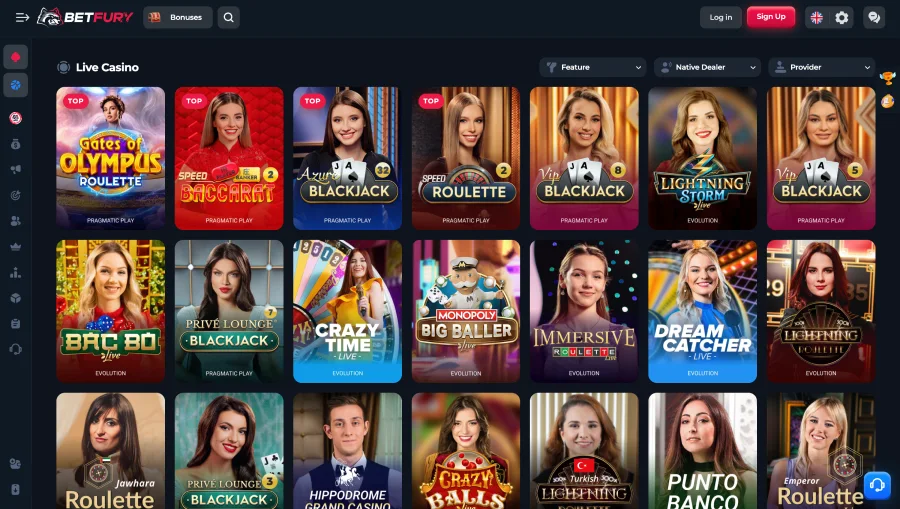 BetFury live casino game preview